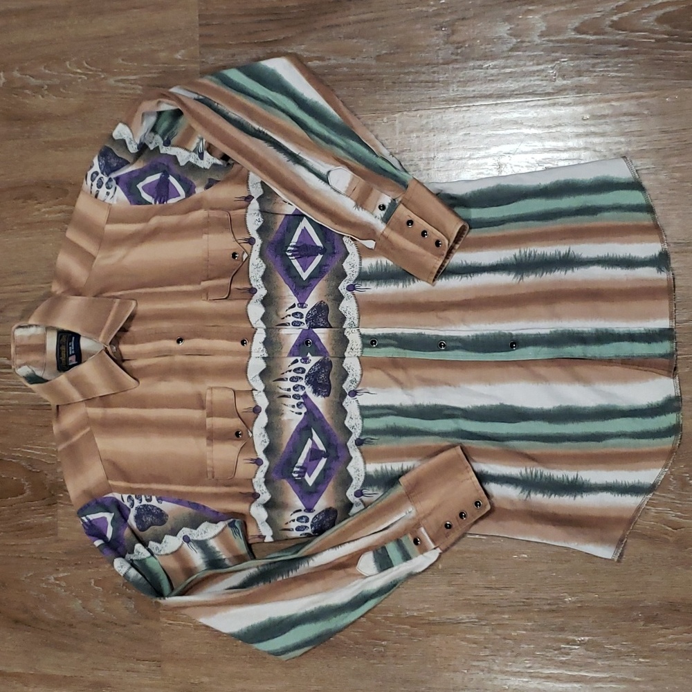 (M) Panhandle Slim Men's Indigenous Patterned Nature Rodeo Western Shirt